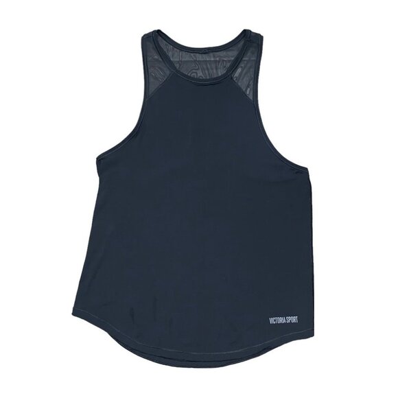 Victoria's Secret Sport  Tank Top High Neck Mesh Black Sleeveless‎ Size Medium - Picture 1 of 6